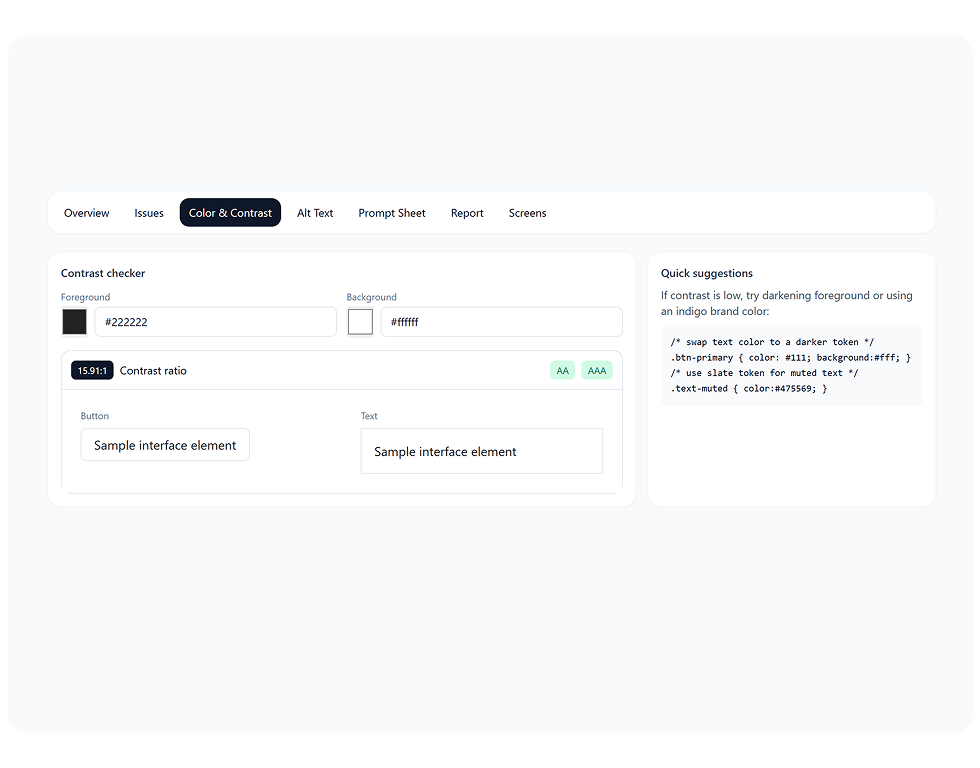 A11y Copilot — issue detail panel